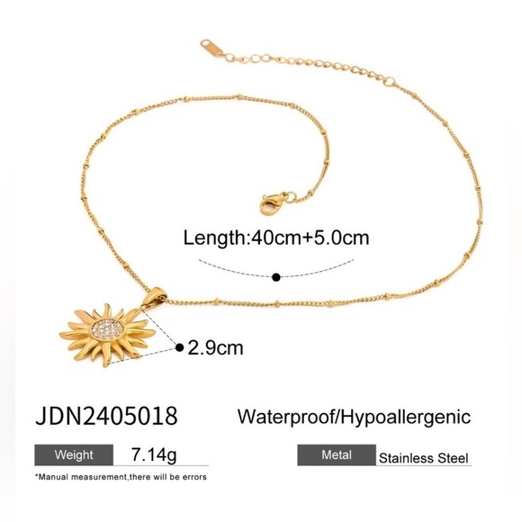 18K Gold Plated Sun Pendant Necklace - Picture 5 of 5